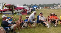 Aviators and friends hanging out at Cessna Base Camp.