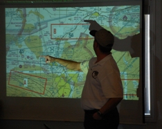 Captain Mike Jesch describing the practice airspace during the 2010 Apple Valley Airport clinic.